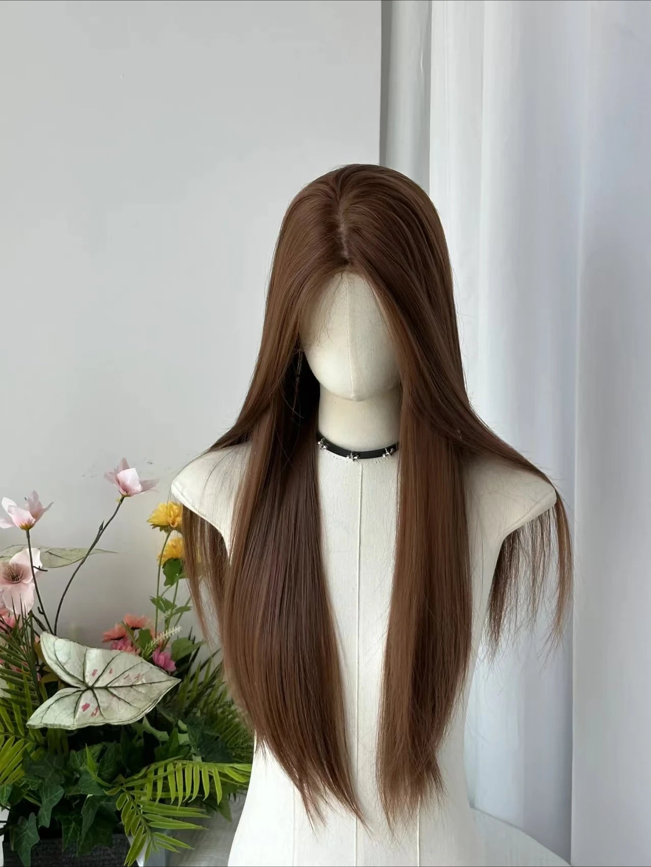 Brown Wig Long Shtriaght Hair Wig 24inch Light Brown Synthetic Wigs for Women Daily Use Heat Resistant Fibers Headband Wig 가발