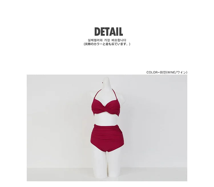 2024 Women's Swimwear Female Swimsuit Red Padded Triangle Bathing Suits Girls Korean High Waisted Bikini Set Beach Wear Swim
