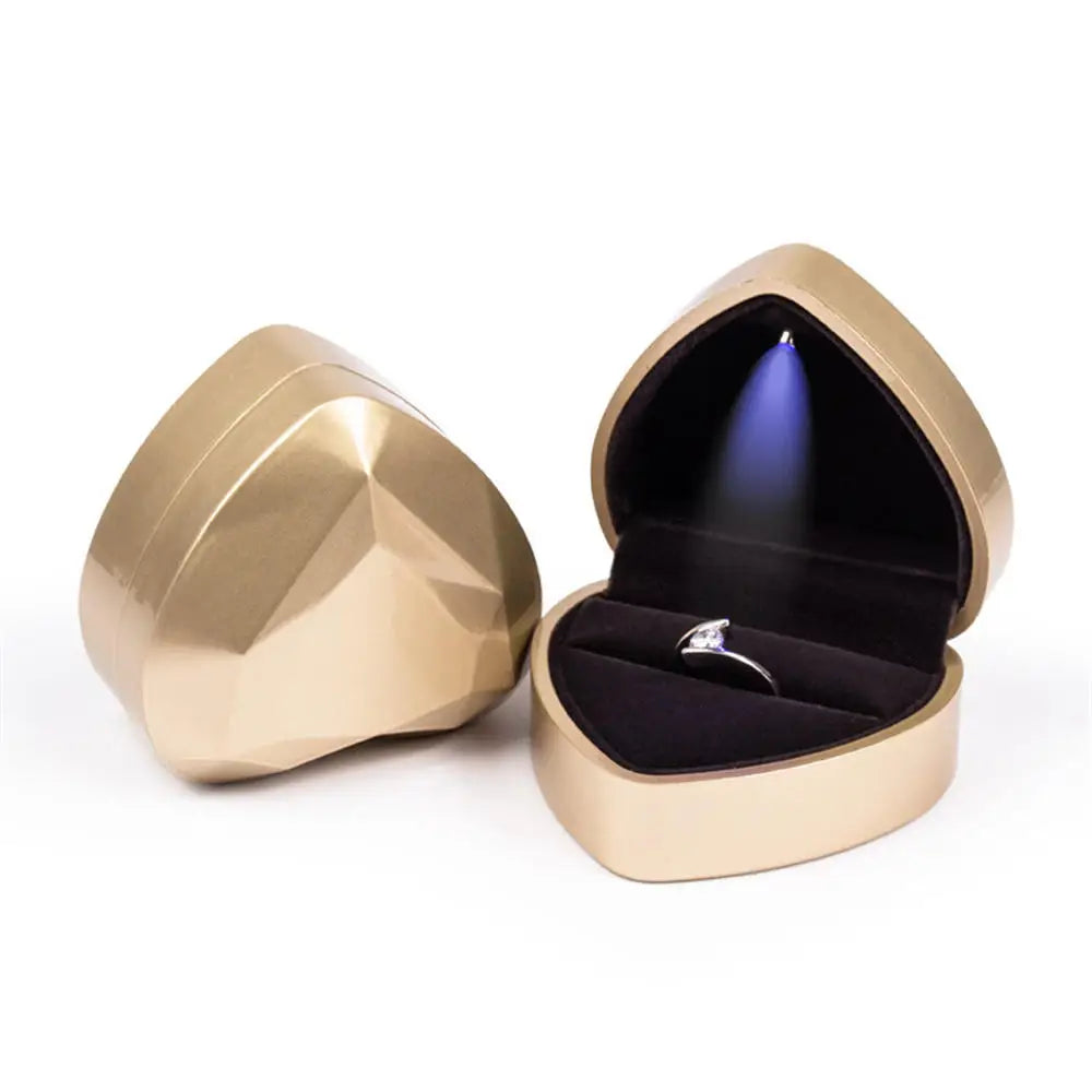 1 Pcs LED Jewelry Ring Box Luxury Velvet Rubber Necklace Pendant Gifts Display With Light For Proposal Engagement Wedding 2030