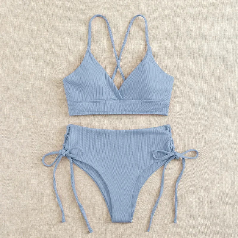 Sexy Bandage High Waist Brazilian Bikini Set – Women's Swimsuit