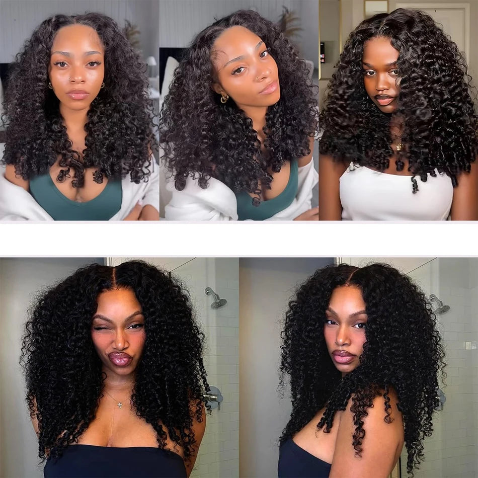 Burmese Curly 100% Glueless Human Hair V Part Wigs With Drawstring Virgin Wear And Go Burmese Curly Half Wig 230Density Headband