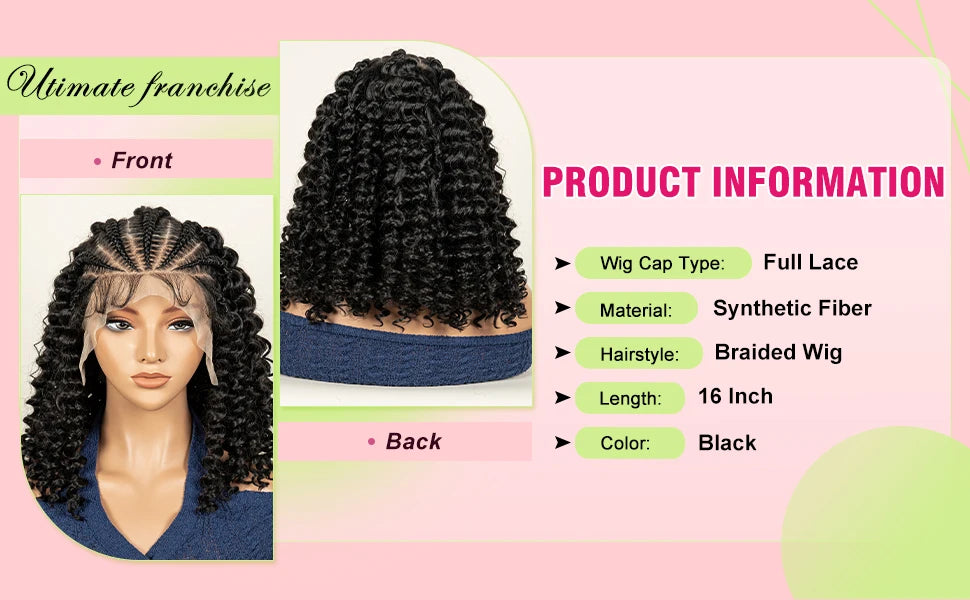 The Braid Queen Wig — Cornrow Roots, Deep Wave Curls, 13x6 HD Lace | Instant Protective Glam