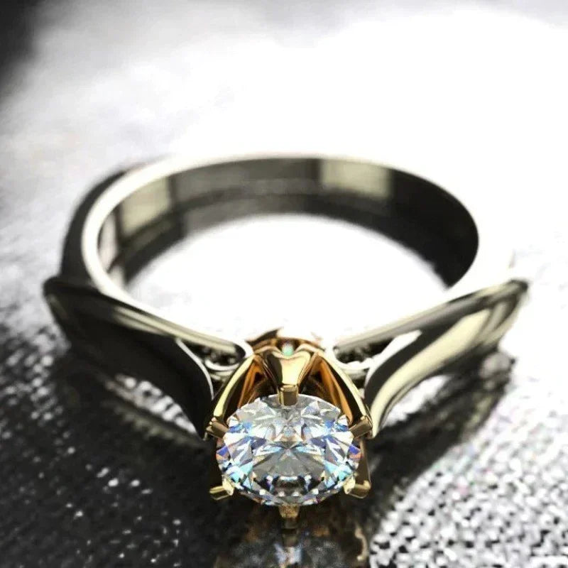 Personalized Bicolor Women's Wedding Ring – Luxurious Cubic Zirconia Proposal Ring