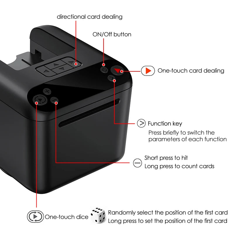 3 Decks Poker Playing Card Dealing Machine 360° Rotating Automatic Card Dealer Smart Dispenser Rechargeable 5000mAh