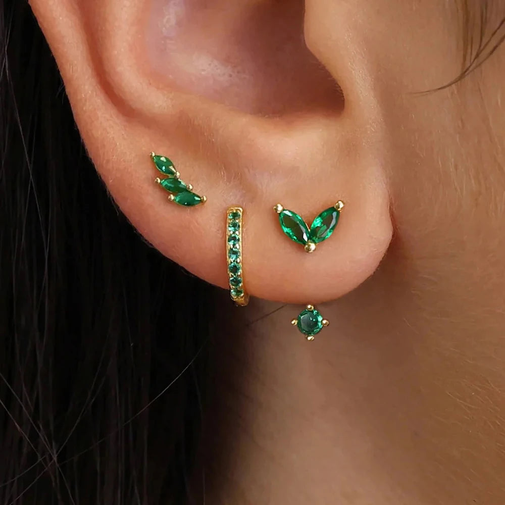 3 Pairs Exquisite Zircon Little Huggies Hoop Earrings Set for Women Stainless Steel Unique Cartilage Earring Piercing Jewelry