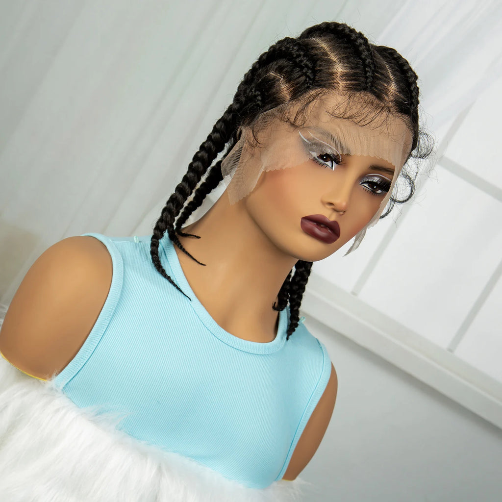 Synthetic Cornrow Braided Wigs Full Lace Short Cute Bob Wigs for Women Girls 14inch Lace Frontal Braided Lace Wig with Baby Hair