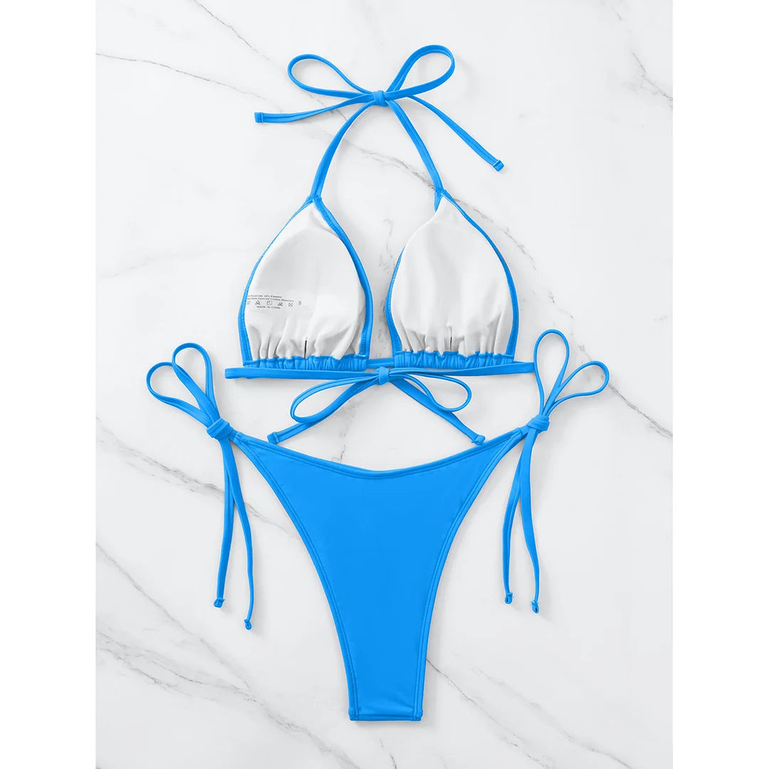Brazilian Halter Bikini Set – Women's Padded Two-Piece Swimsuit (7 Colors)
