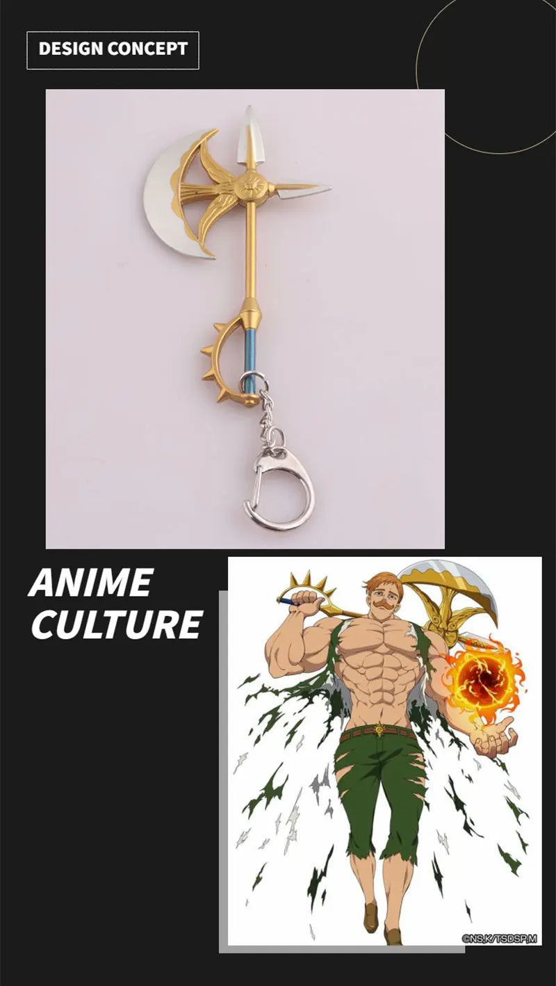 Anime Deadlys Seven Sins Escanor Rhitta Keychain Nanatsu no Taizai Axe Bottle Opener Pendant Keyring for Men women Gift Jewelry