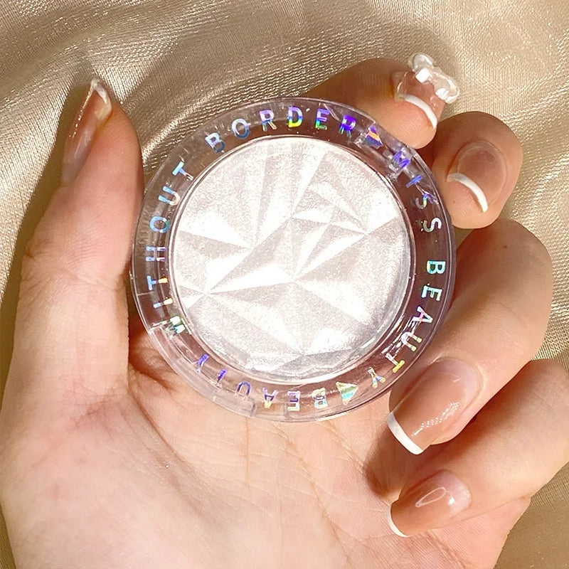 Brightening Face Highlighter Palette Waterproof Monochrome Pearlescent White Silver Highlight Makeup High Gloss Face Repairing