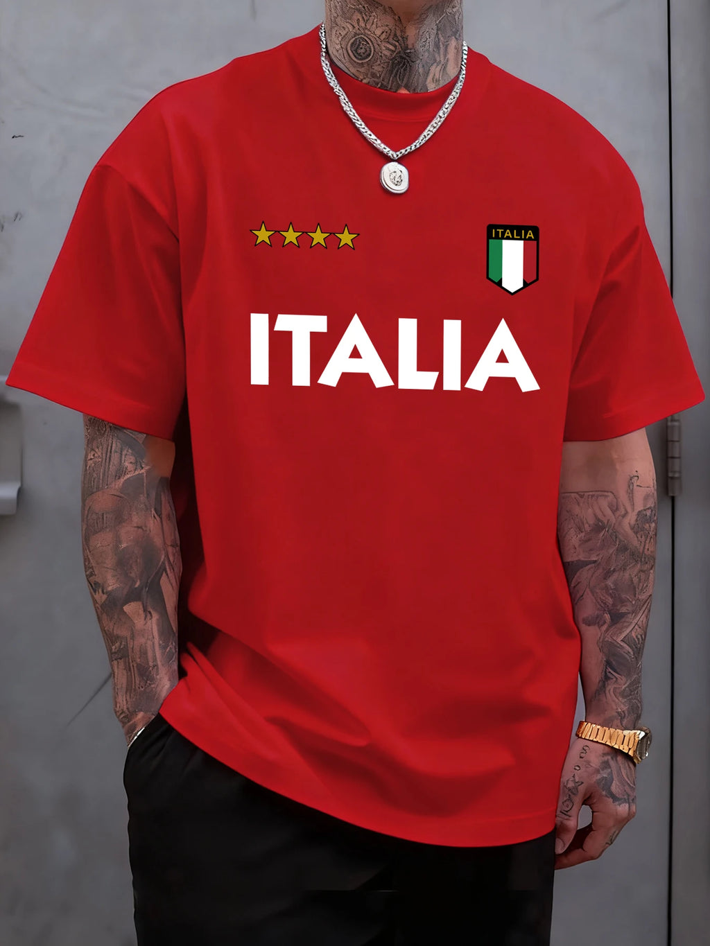 Italian Flag T-Shirt – Unisex Oversized Cotton Casual Summer Tee