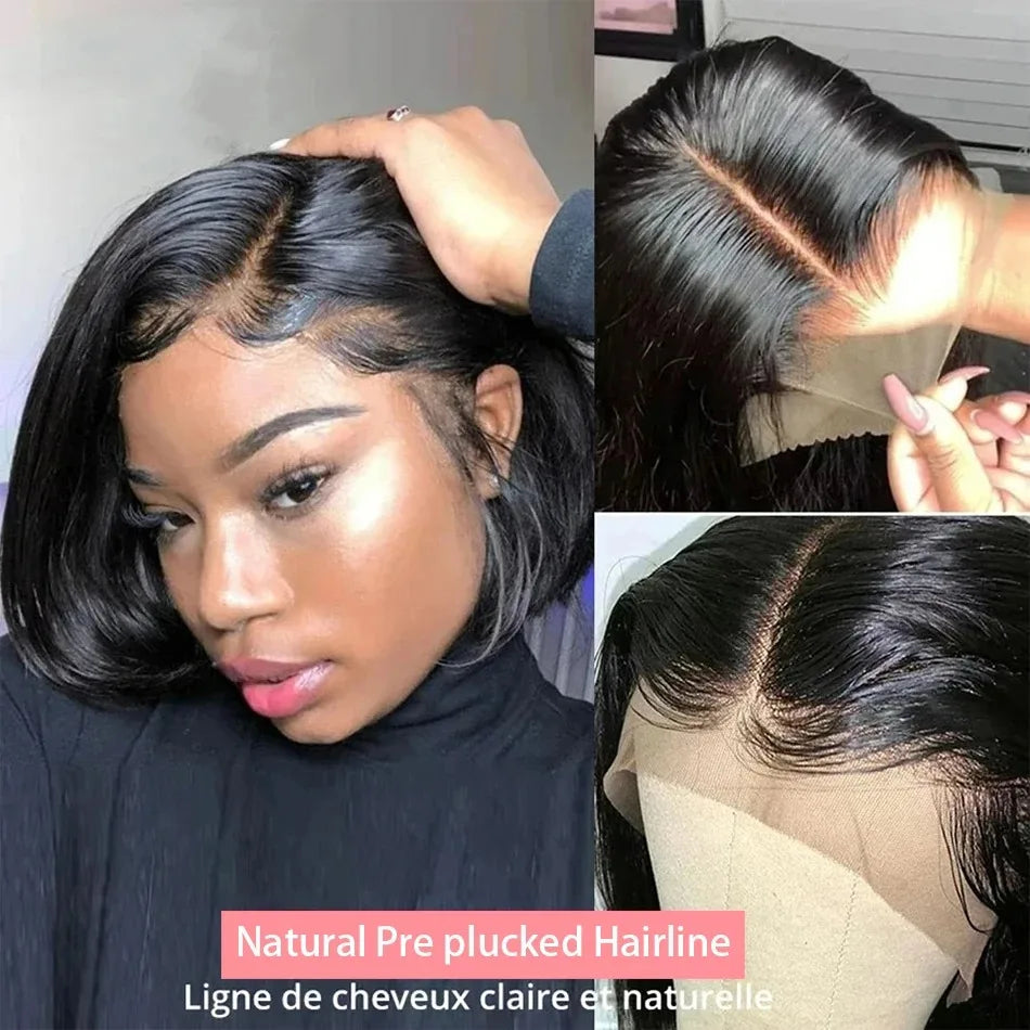 13x4 HD Short Ombre Blonde Wig Straight Bob Lace Front Wig Pre Plucked Synthetic Short Lace Frontal Wig Glueless Daily Cosplay