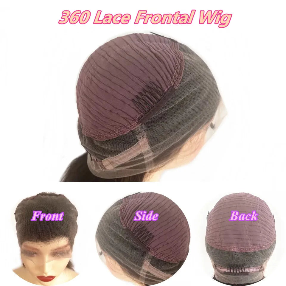 Dark Brown Highlight Short Bob 13x4 Lace Front Human Hair Wig With Bangs For Women Scalp Silk Top Closure Wig Brazilian Remy
