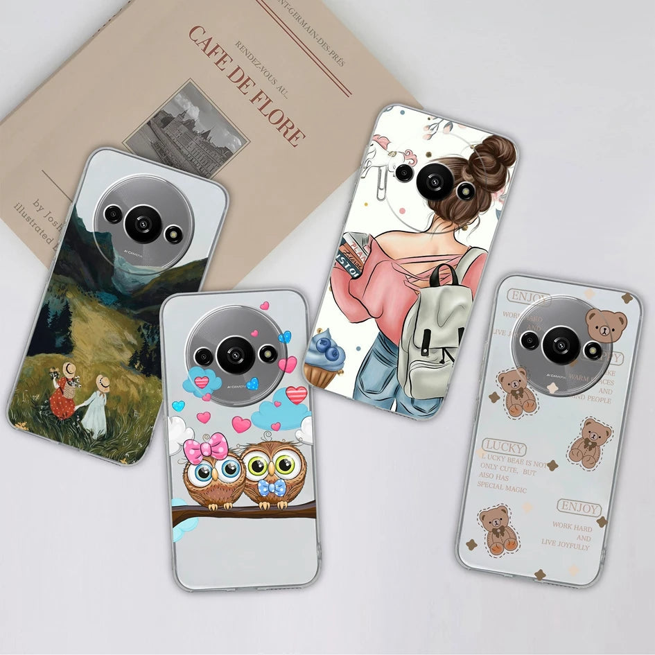 Xiaomi Redmi A3 Phone Case – Butterfly Coloured Drawing Back Cover with Screen Protector