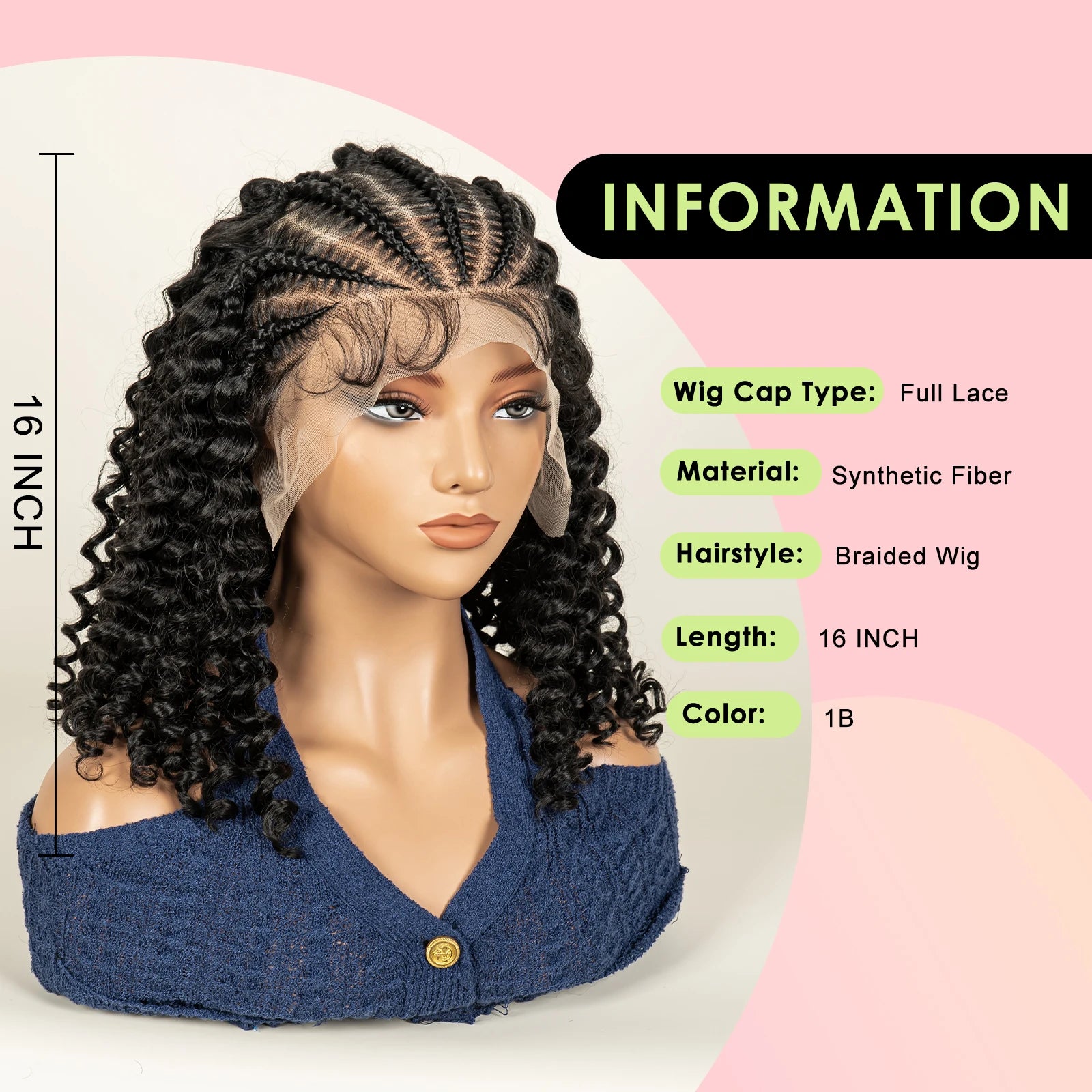The Braid Queen Wig — Cornrow Roots, Deep Wave Curls, 13x6 HD Lace | Instant Protective Glam