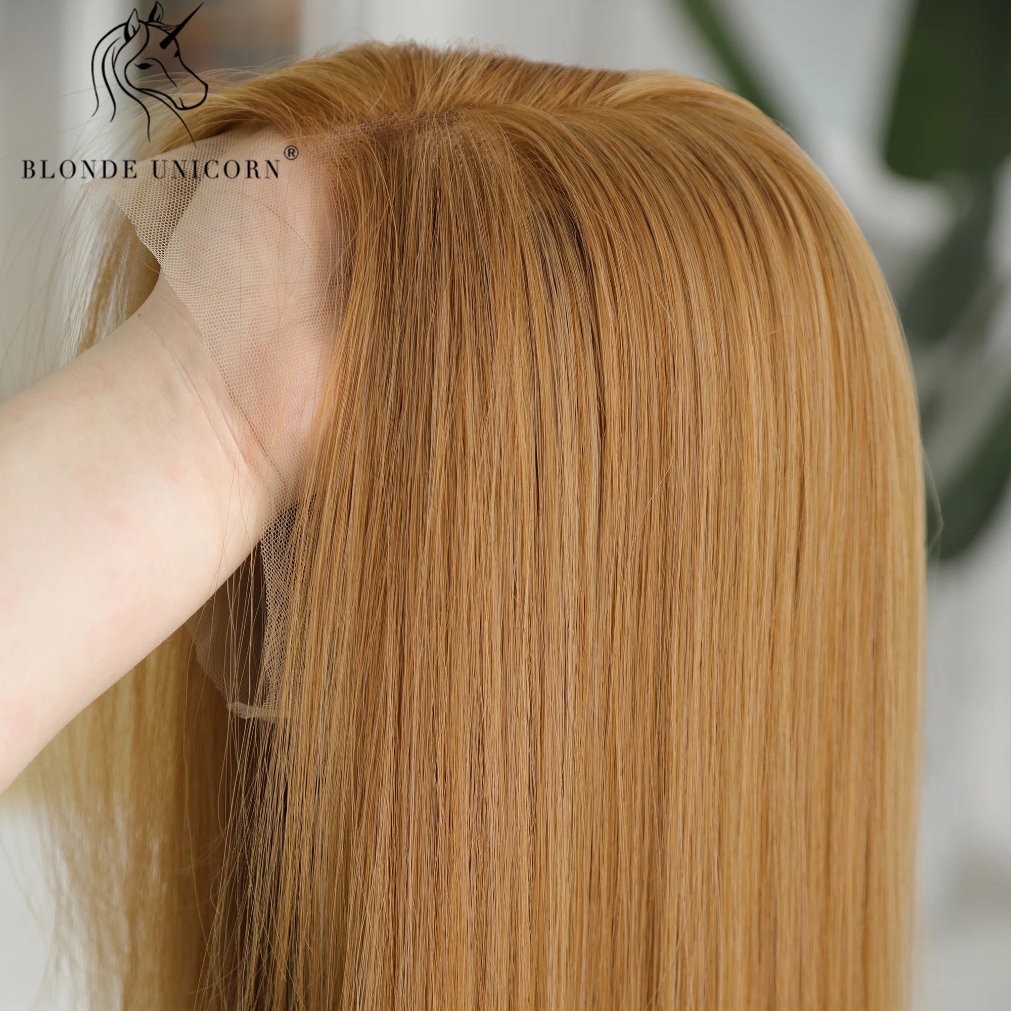 13x6 Lace Front Wig Blonde Golden Straight Hair Synthetic Wigs for Women Daily Party Cosplay Use Heat Resistant Fiber Hair