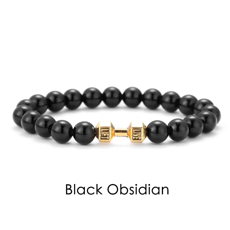 Natural Volcanic Stone Bracelet – Matte Black Lava Bead Fitness Bracelet for Men & Women