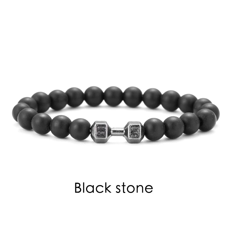 Natural Volcanic Stone Bracelet – Matte Black Lava Bead Fitness Bracelet for Men & Women