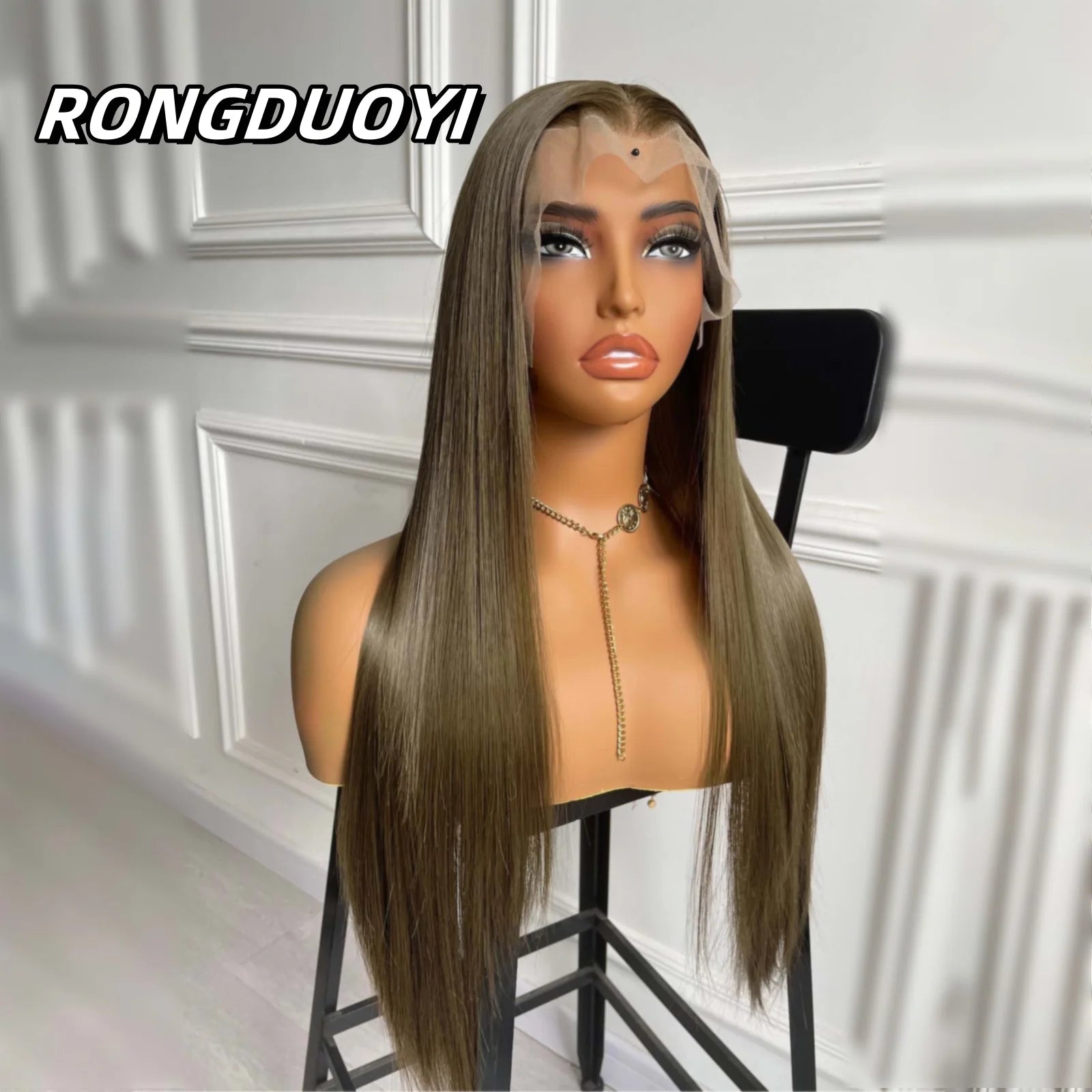 13X4 Brown Wig Long Straight Synthetic Hair Lace Front Wig Natural Light Brown Brunette Colored Lace Frontal Wigs for Women
