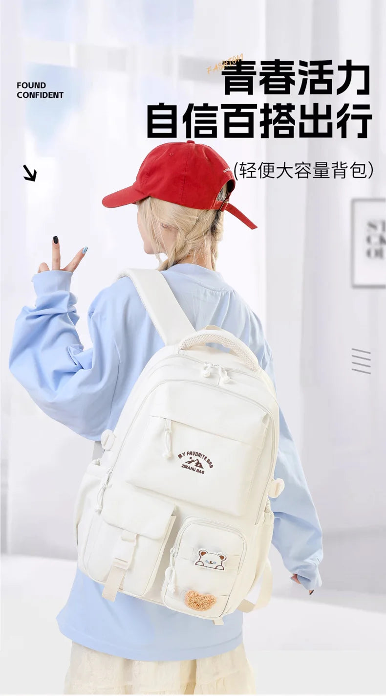 Korean Style Daily Backpack For Women Packsack Waterproof nylon Fabric Travel Backpacks Girls School Bag Teenagers Casual Bags