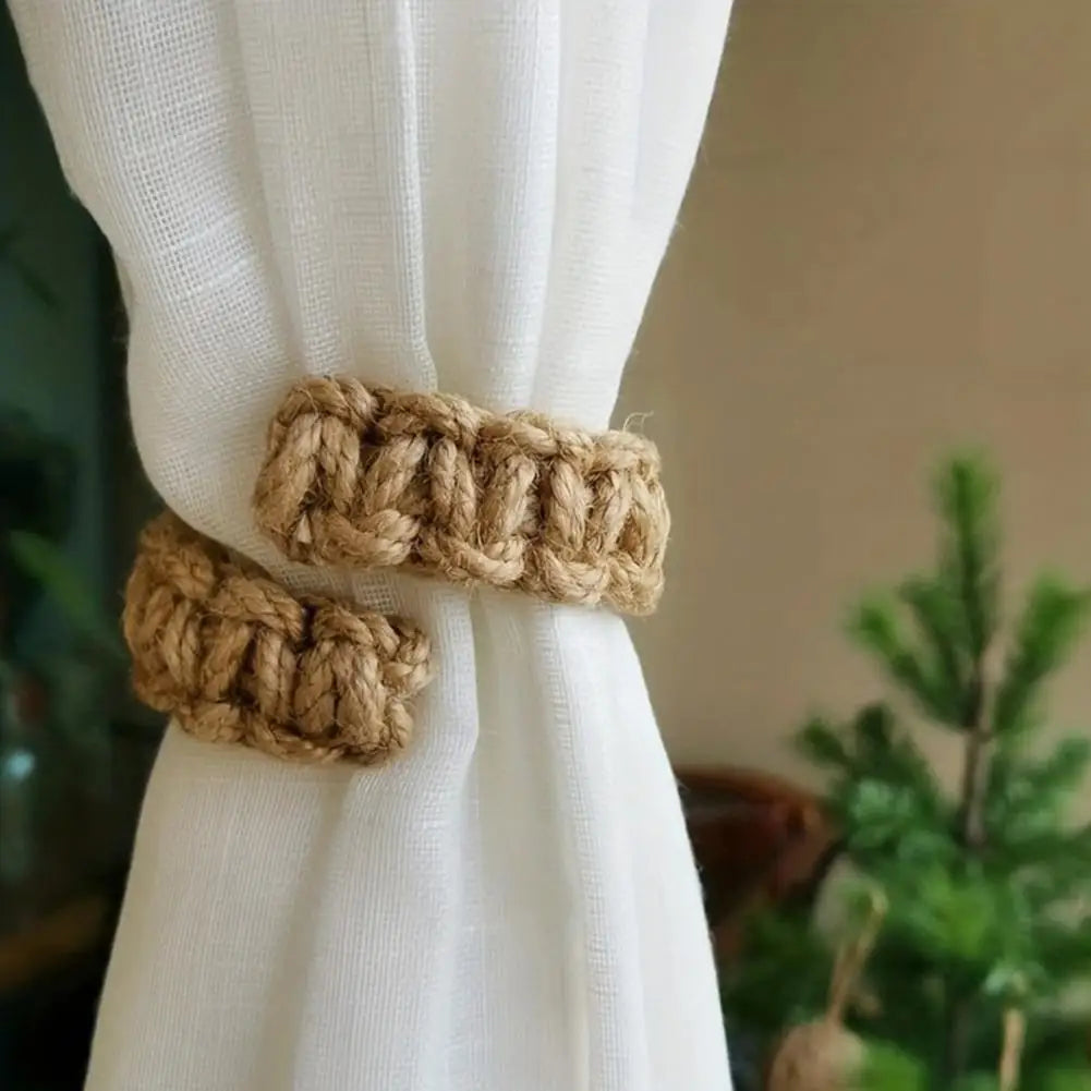 Hemp Rope Curtain Ties | Braided Jute Curtain Tiebacks | Rustic Classic Style Home Decor for Drapes & Curtains