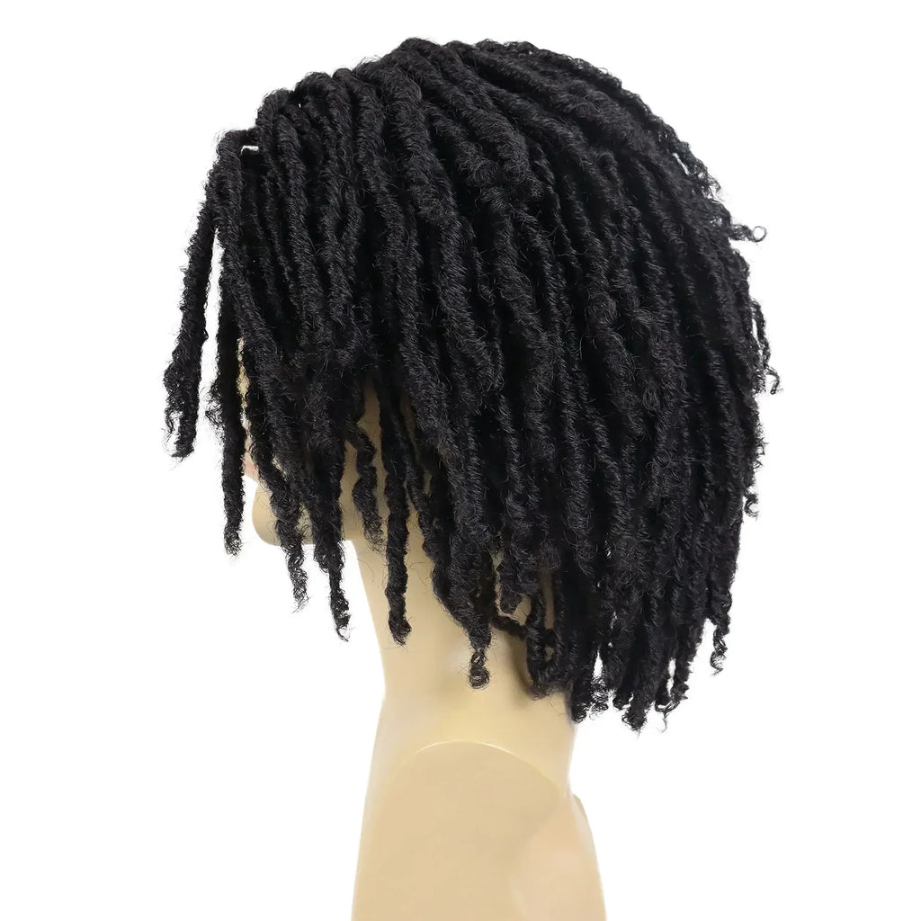 Synthetic Big Curly Wigs for Men Black Mixed Brown African Elastic Curls Hair Short Afro Wig Daily Breathable Man Wig Braided