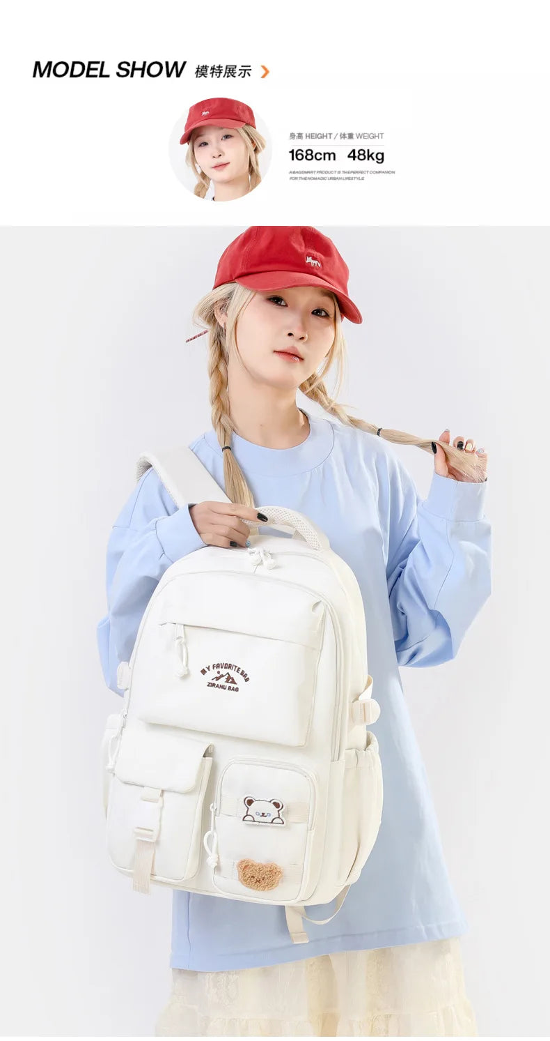Korean Style Daily Backpack For Women Packsack Waterproof nylon Fabric Travel Backpacks Girls School Bag Teenagers Casual Bags