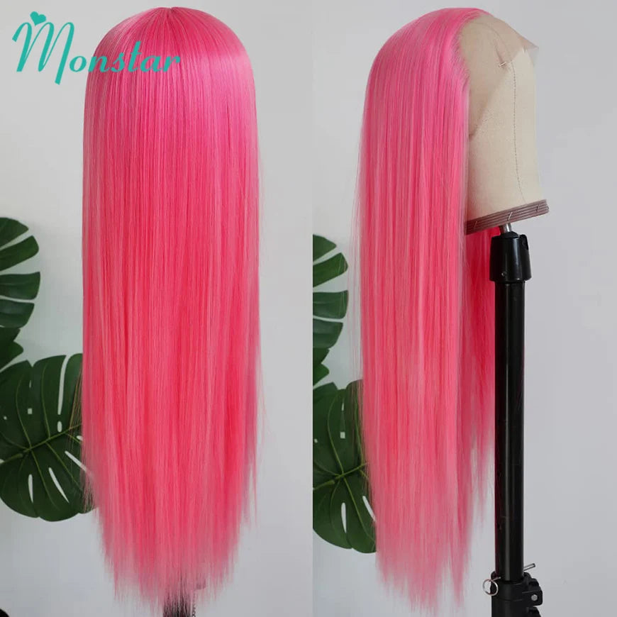 Pink Human Hair Wig – 30 & 38 Inch 613 HD Lace Frontal 13x6 Colored Wig
