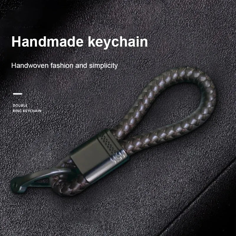2Pcs Leather Rope KeyChain Hand Woven Horseshoe Buckle Key Ring Car Key Rings For Car Fashion Key Accessory Keyrings Gifts