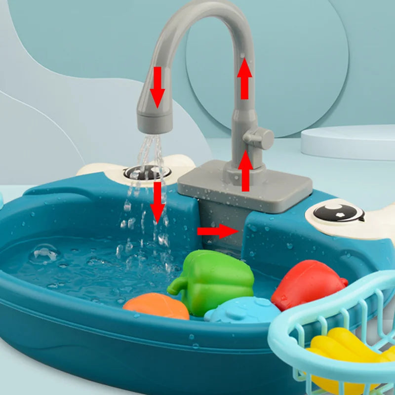 Kids Mini Kitchen Sink Toy Set – Simulated Dishwashing Play House Game for Children