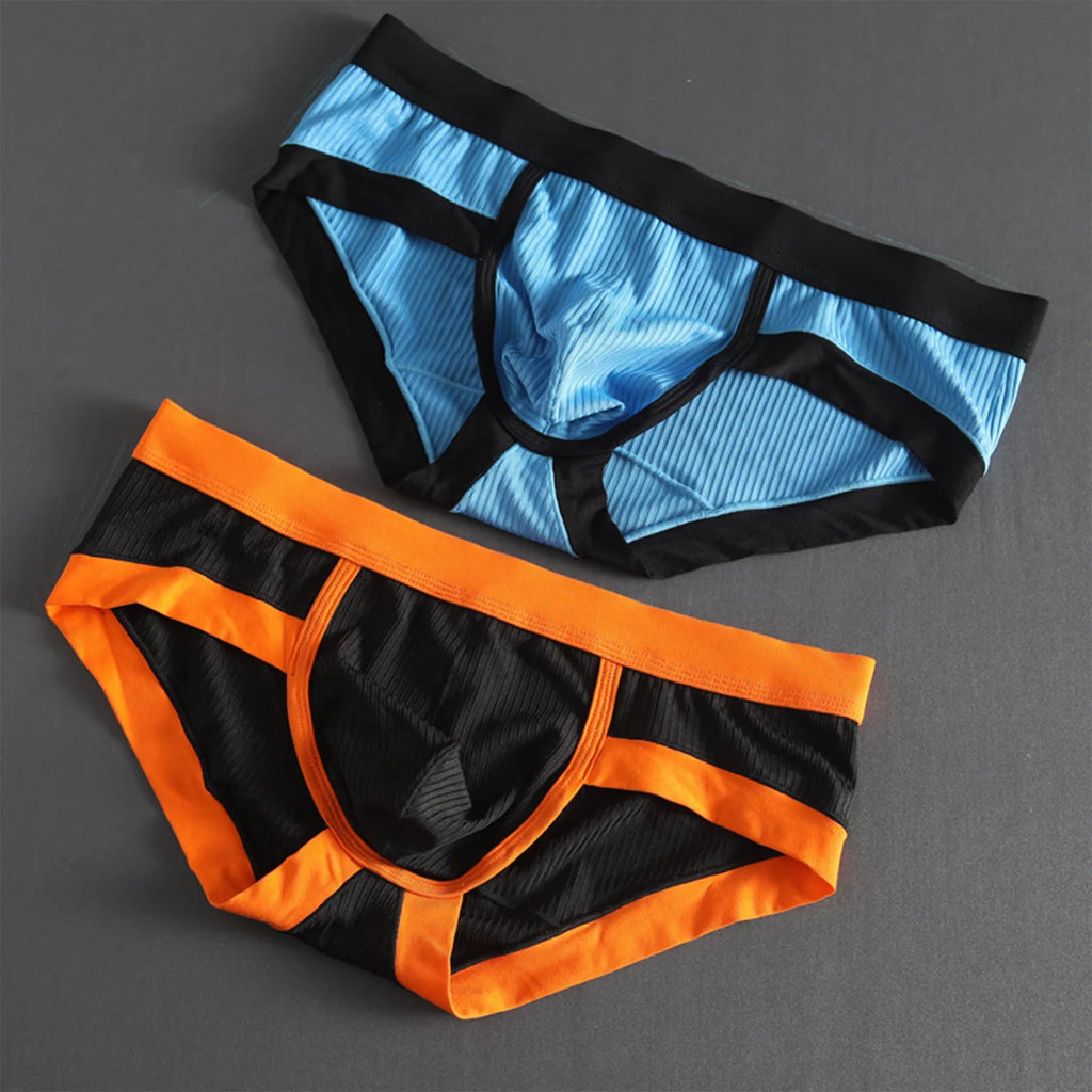 Men's Low-Waist Sexy Striped Briefs – U-Convex Breathable Soft Fiber Underwear