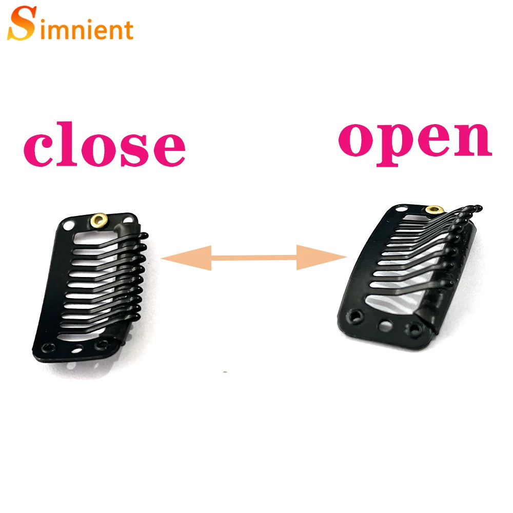 U/T Shape 30Pcs/Lot Clip In Hair Extension Wig Clips For Human Hair Bangs Snap Hair Clips For Extensions Metal Comb For Closure