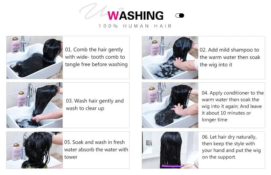 UNice 7x5 & 13x4 Lace Water Wave Human Hair Wig With Drawstring & Baby Hair Pre Cut Pre Bleached Glueless Wig