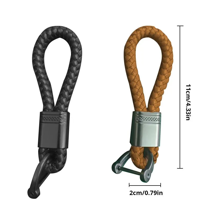 2Pcs Leather Rope KeyChain Hand Woven Horseshoe Buckle Key Ring Car Key Rings For Car Fashion Key Accessory Keyrings Gifts