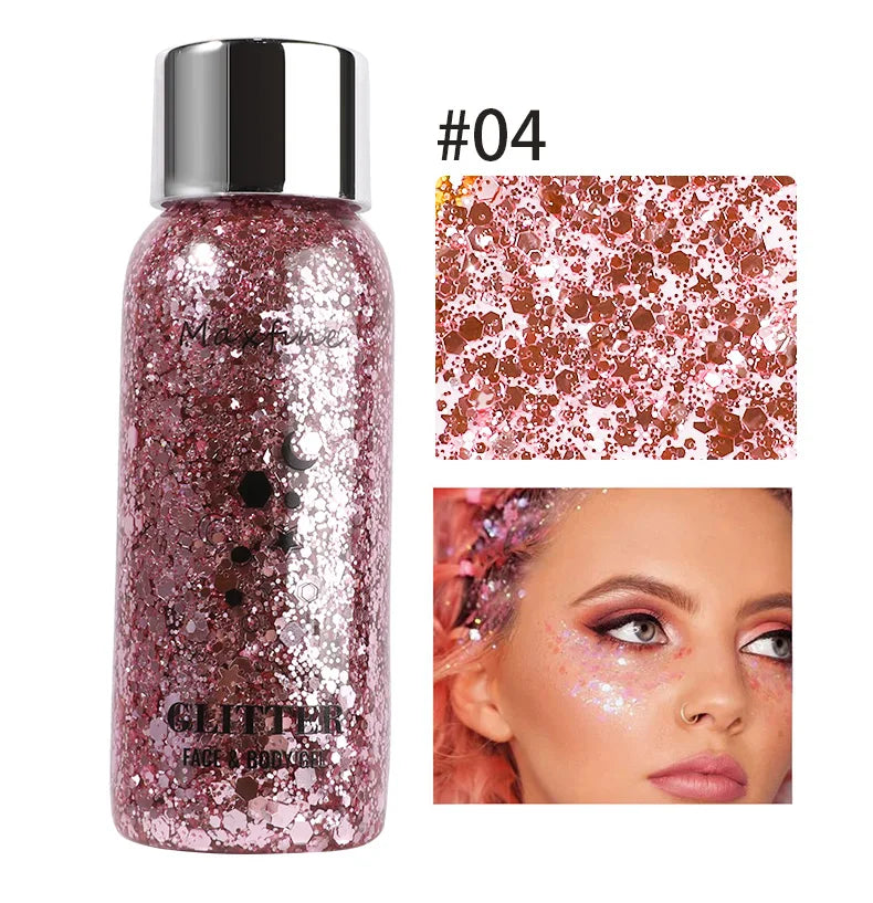 Body Glitter Gel Sequins Long Acting Face Eyes Hair Prom Party Mermaid Scales Not Easy To Take Off Makeup