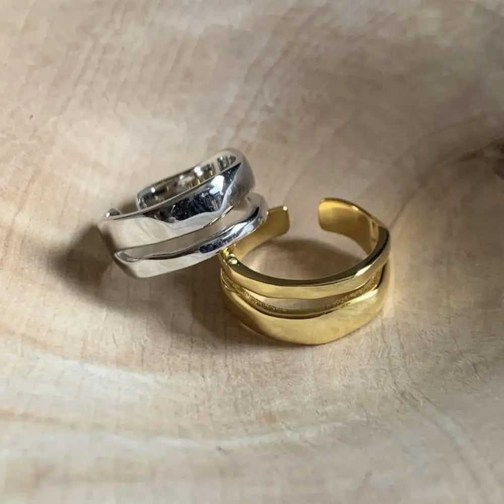 1/3 PCS Stackable Stainless Steels Adjustable Ripple Rings 18K Plated Gold Silver Minimalist Irregular Rings for Women Jewelry