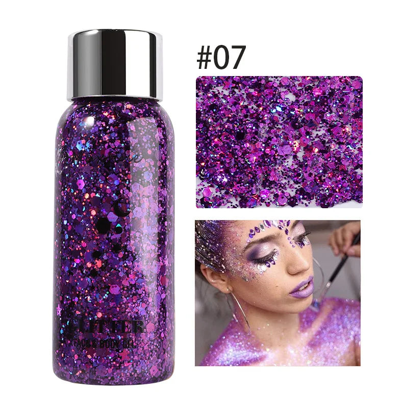 Body Glitter Gel Sequins Long Acting Face Eyes Hair Prom Party Mermaid Scales Not Easy To Take Off Makeup