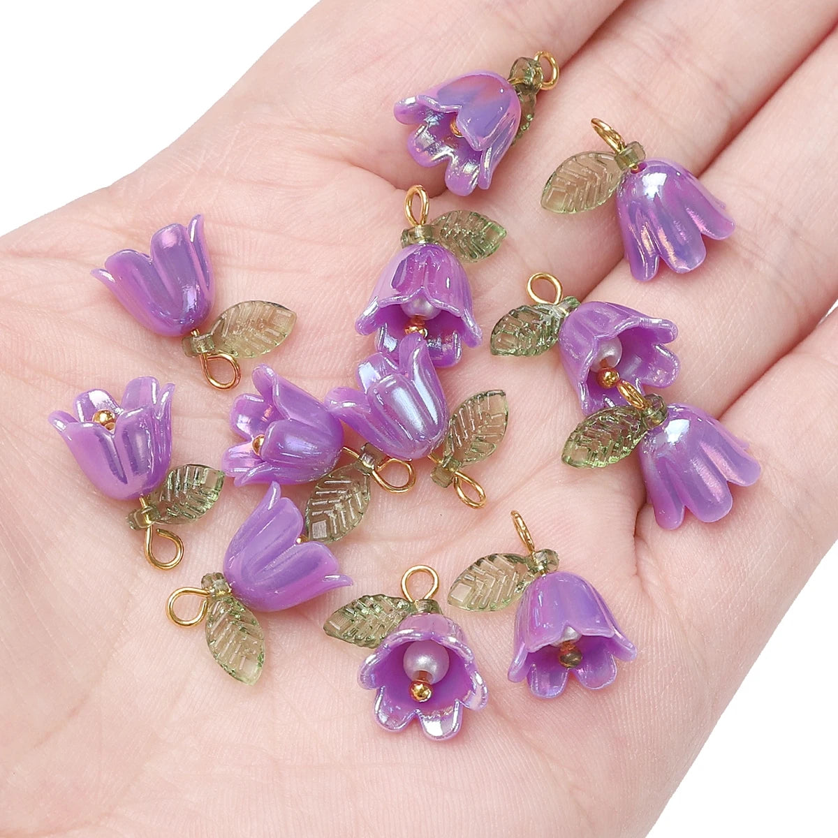 11x14mm 2-10Pcs acrylic lily of the valley flower bud beads plated with colored loose beads, handcrafted DIY making jewelry brac
