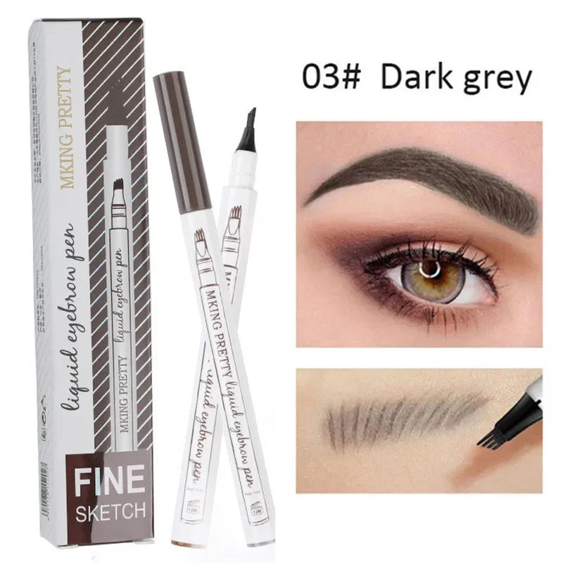 1pc 4 Head Eyebrow Marker Pencil Waterproof Microblading Eyebrow Thin Tattoo Pen Eyebrows Shades Makeup Eye Brow Pencil