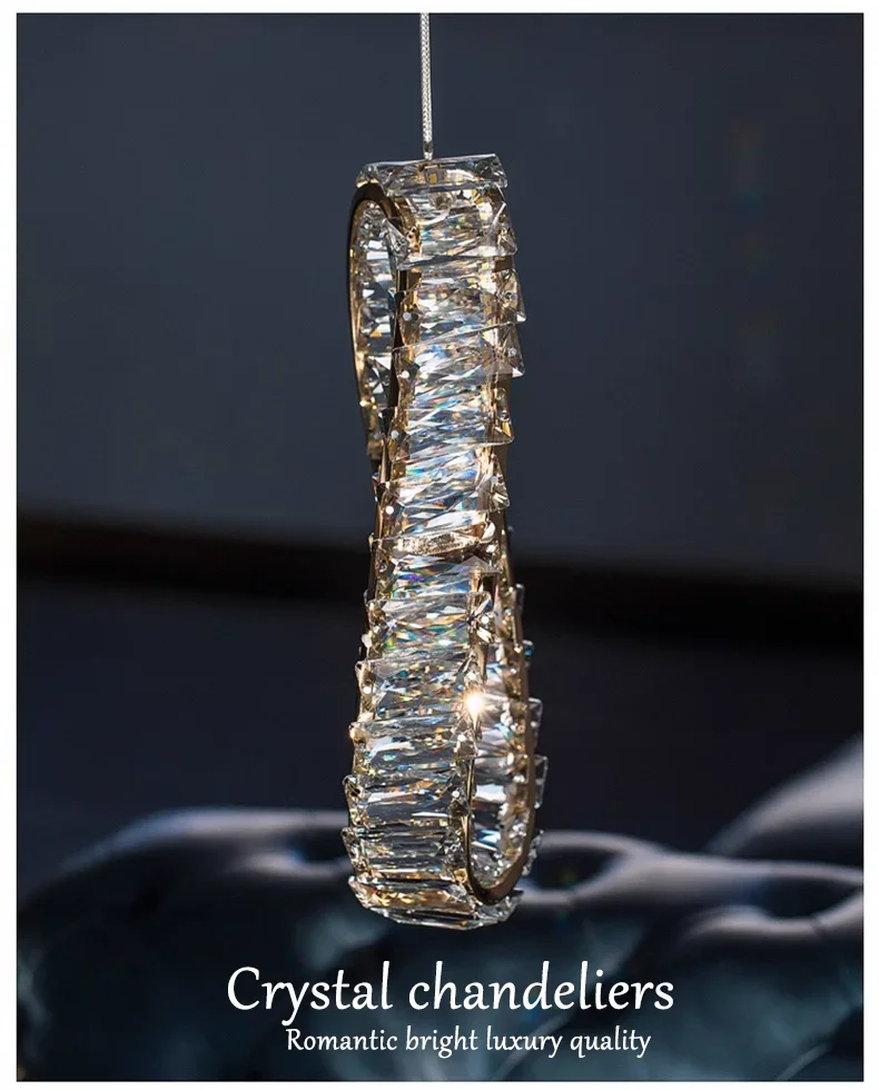 Luxury LED Crystal Pendant Light | Modern Chandelier for Bedroom & Living Room | 3 Color Modes | 90–260V