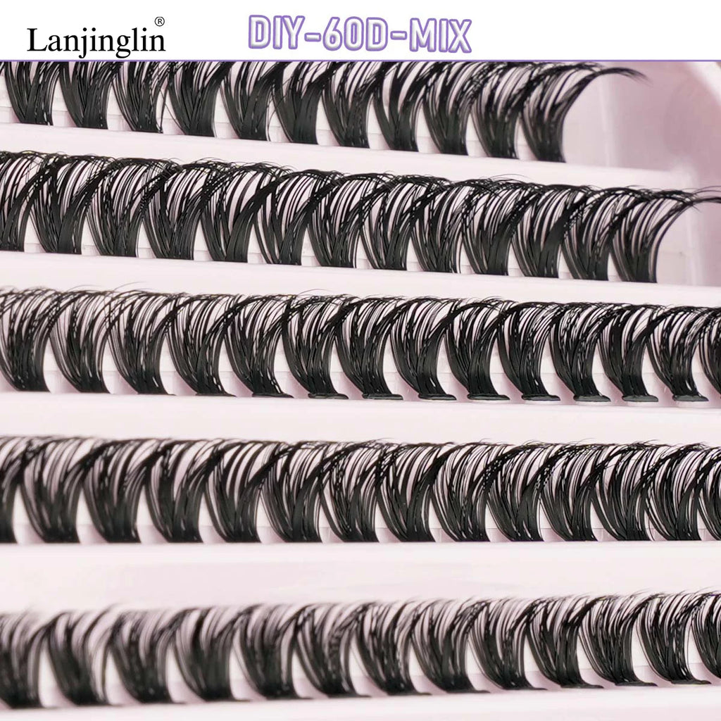 New 10Rows Individual Lashes Kit Natural Long DIY Cluster Eyelashes with Lash Bond and Seal Extension Kit Makeup Tools Faux Cils
