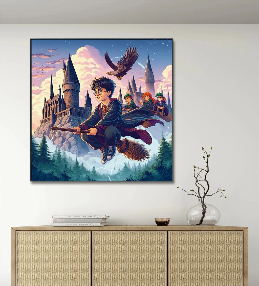 Harry Potter Hogwarts Diamond Painting Kit | 5D DIY Round Drill Mosaic Cross Stitch | Wizarding World Fan Art & Home Decor Gift