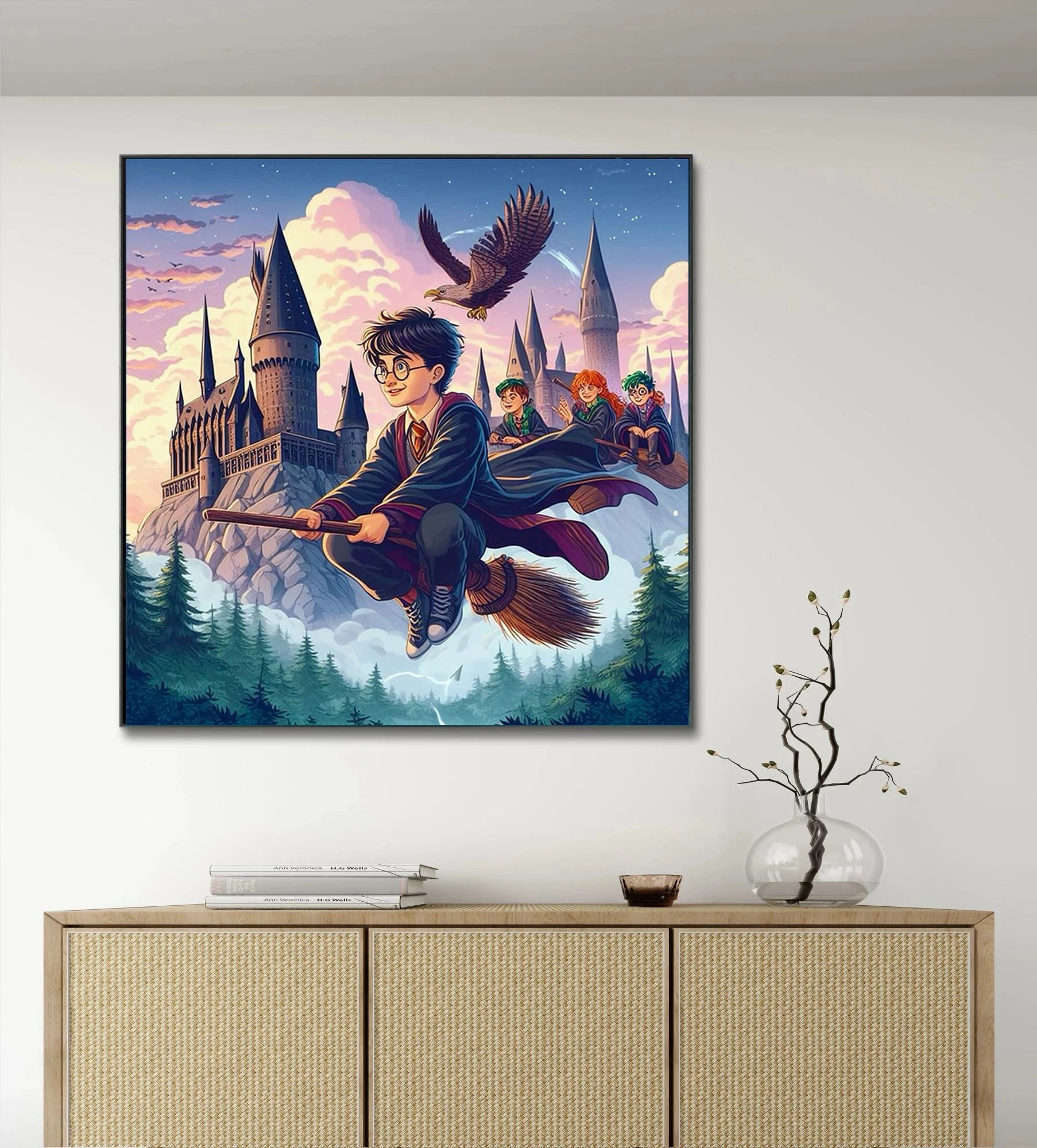 Harry Potter Hogwarts Diamond Painting Kit | 5D DIY Round Drill Mosaic Cross Stitch | Wizarding World Fan Art & Home Decor Gift