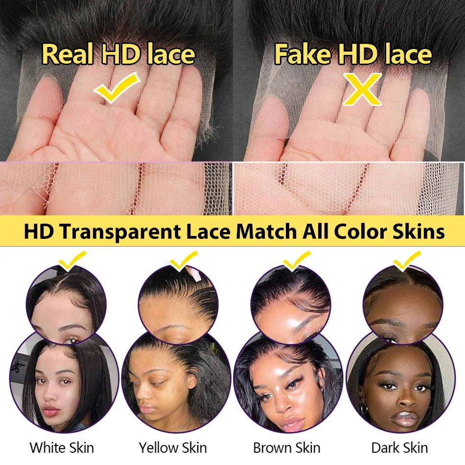 Body Wave 40 42 Inch 13x4 13x6 HD Transparent Lace Frontal Wig  Human Hair Wig 360 Full Lace Front Wig Brazilian Pre Plucked