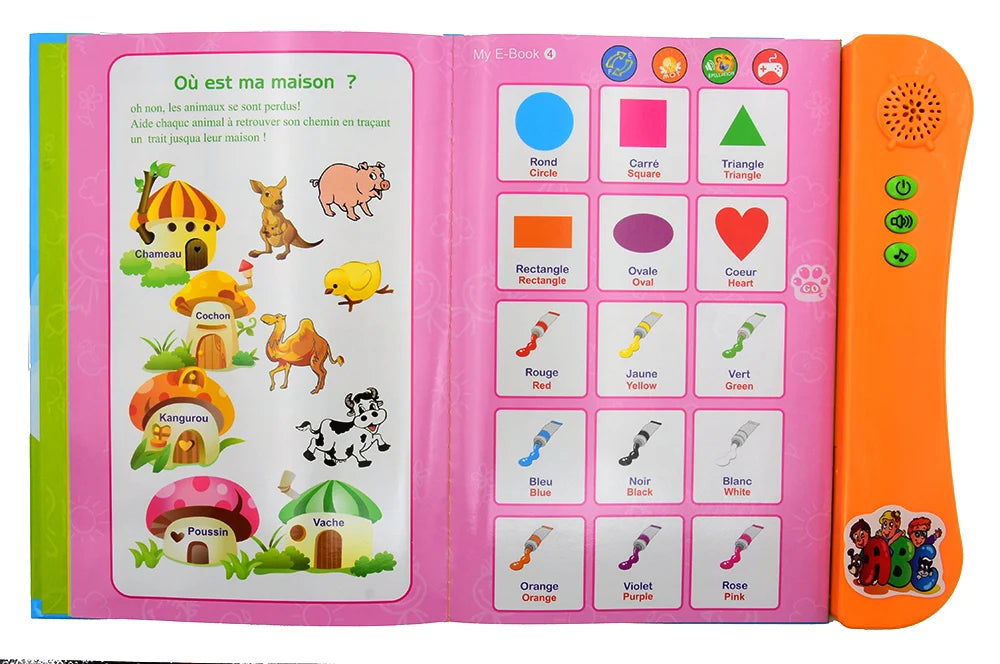 Kids Talking Book French English Interactive Early Education Toy Preschool Language Learning Aid Best Gift for Children