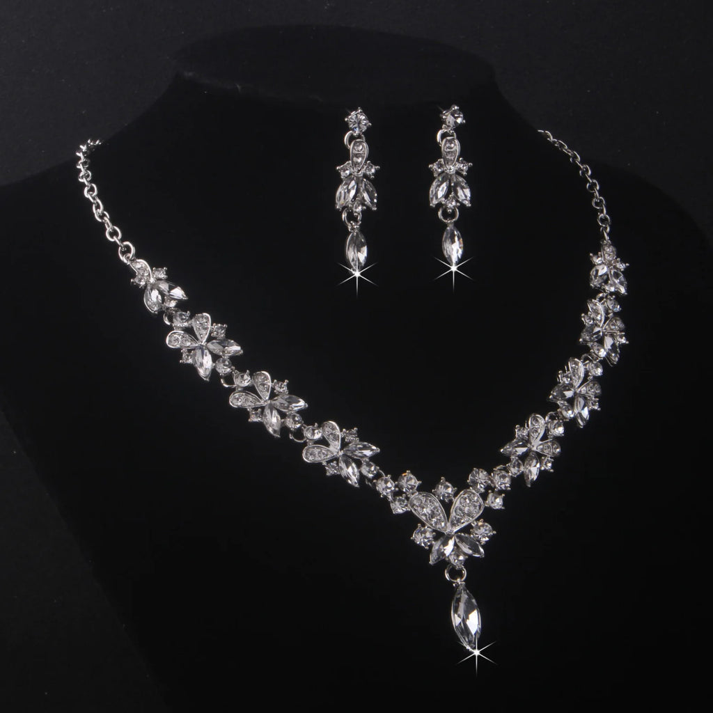 High-End Bridal Wedding Necklace & Earring Set – Elegant Evening Party Accessories