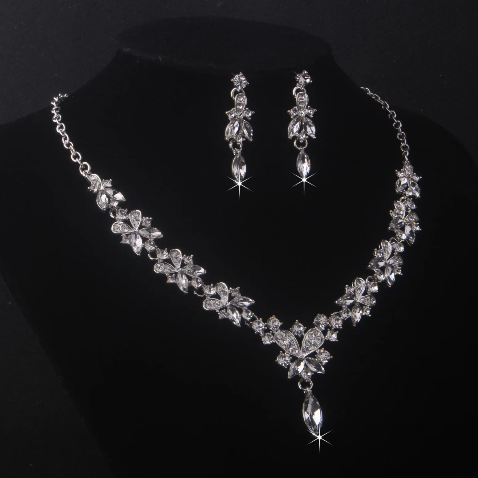 High-End Bridal Wedding Necklace & Earring Set – Elegant Evening Party Accessories