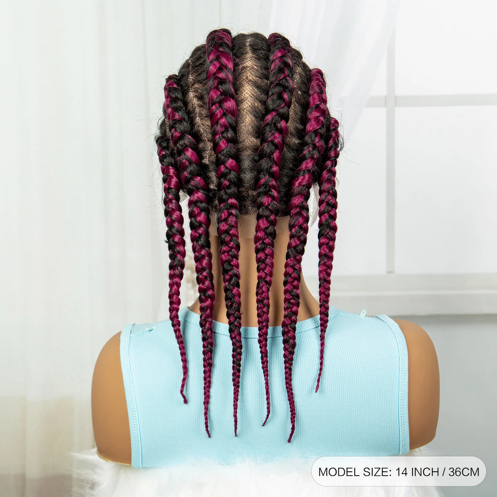 Synthetic Cornrow Braided Wigs Full Lace Short Cute Bob Wigs for Women Girls 14inch Lace Frontal Braided Lace Wig with Baby Hair