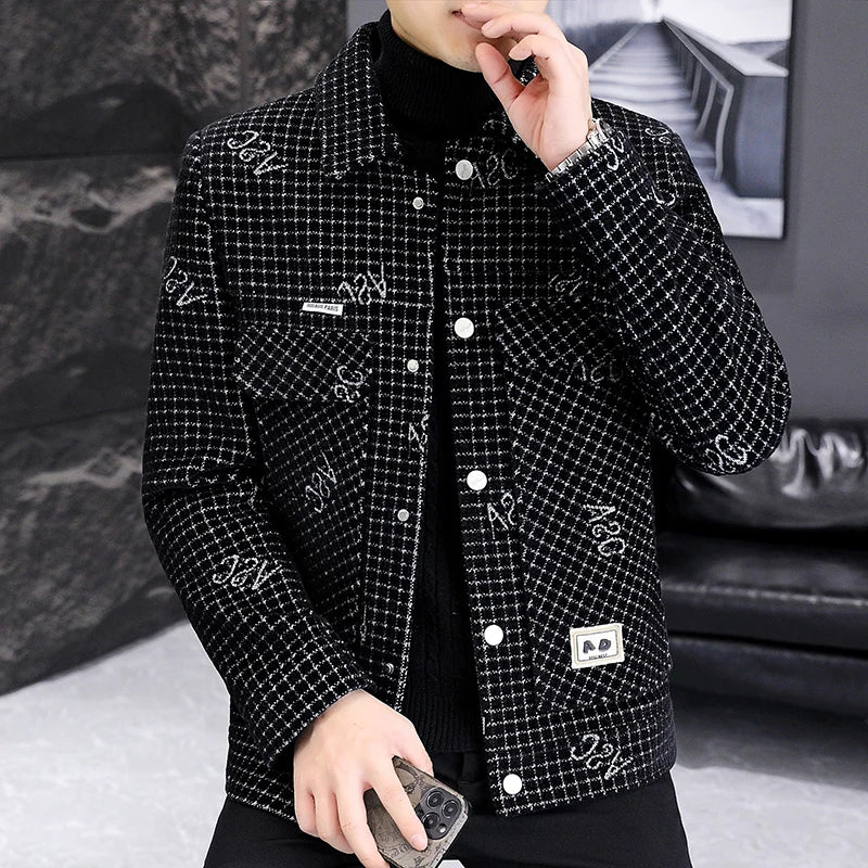 Men's Short Wool Blend Jacket – Thickened Warm Business Streetwear Overcoat