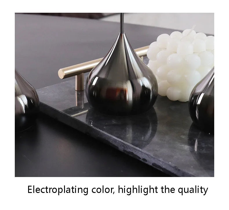 Water Drop Candle Holders Set of 3 | Luxury Nordic Iron & Glass Candlesticks | Romantic Dining Table Decor for Weddings & Home