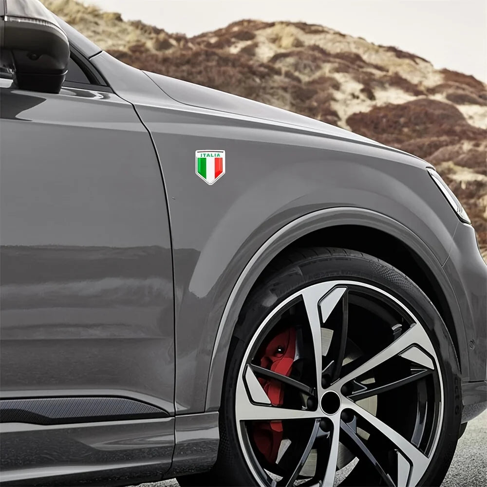 Italy Flag Shield Car Emblem – Italian Crest Decal for Cars, Bikes & Motorcycles